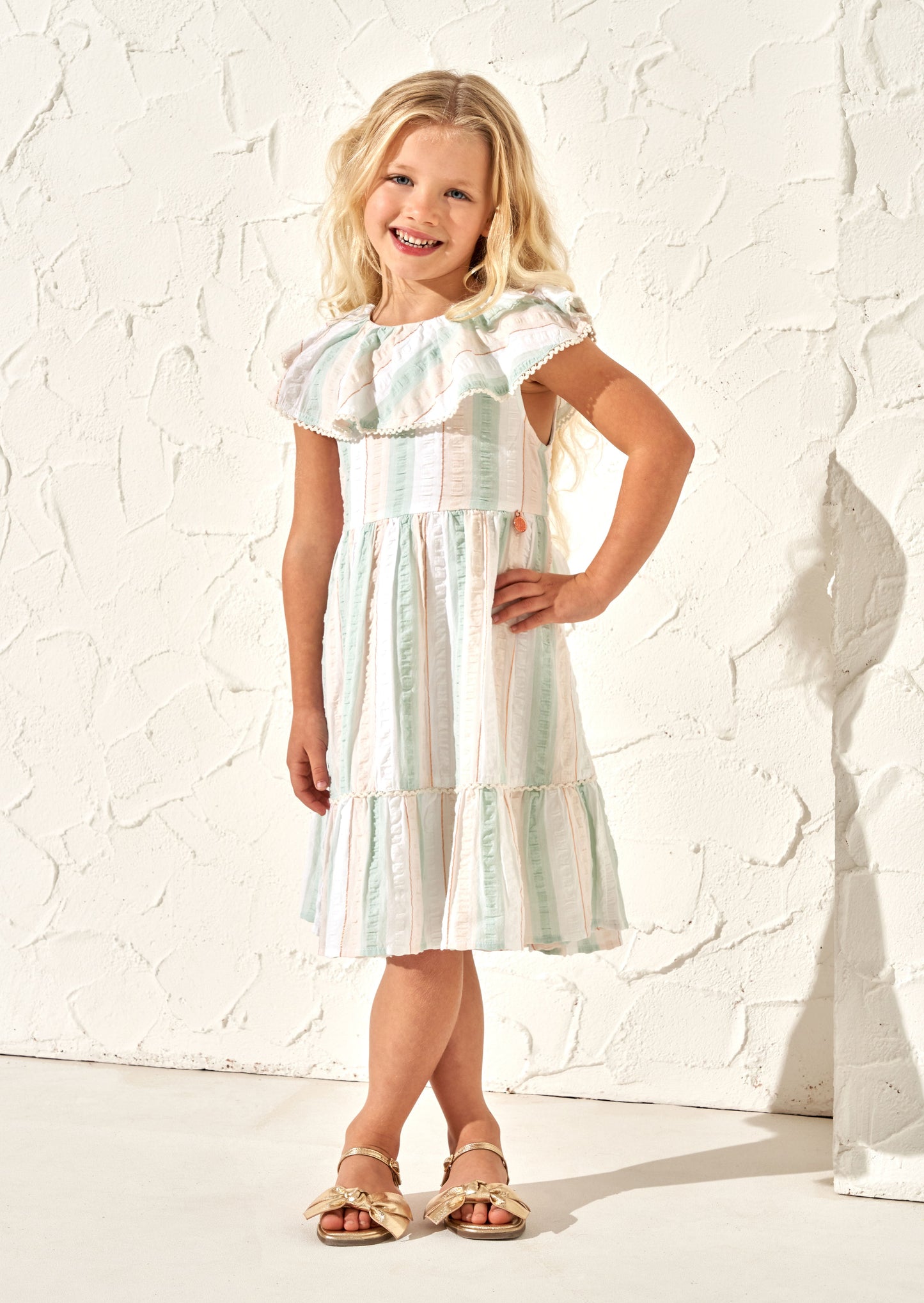 Tasha Green Stripe Collar Sundress