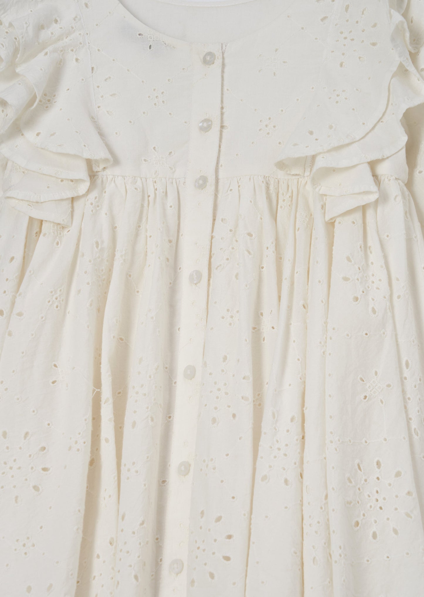 Alessandra White Broderie Ruffle Dress