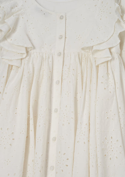 Alessandra White Broderie Ruffle Dress