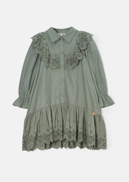 Amelie Sage Broderie Shirt Dress