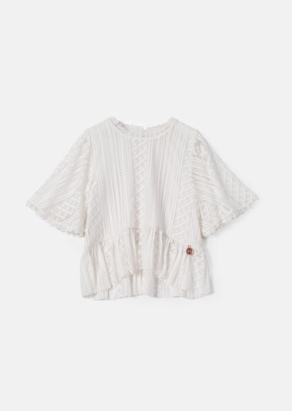 Anabelle Ivory Cape Lace Top