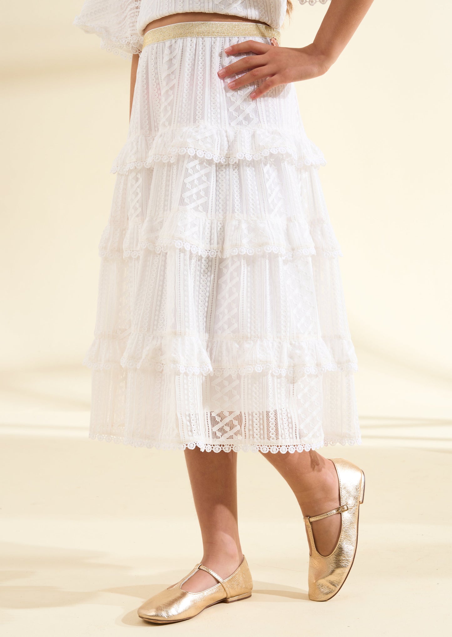 Annabelle Ivory Lace Ruffle Skirt