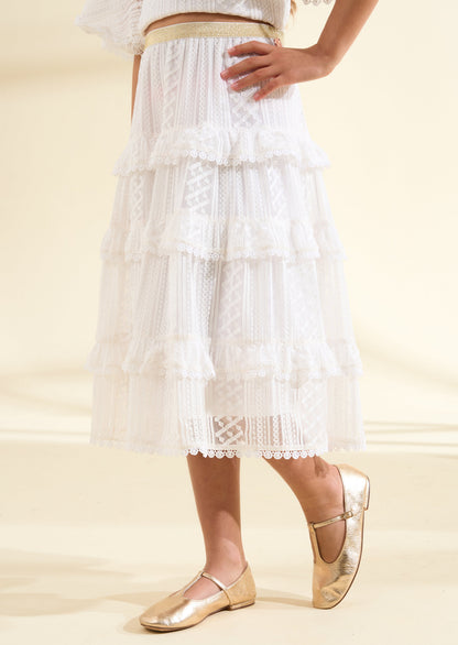 Annabelle Ivory Lace Ruffle Skirt