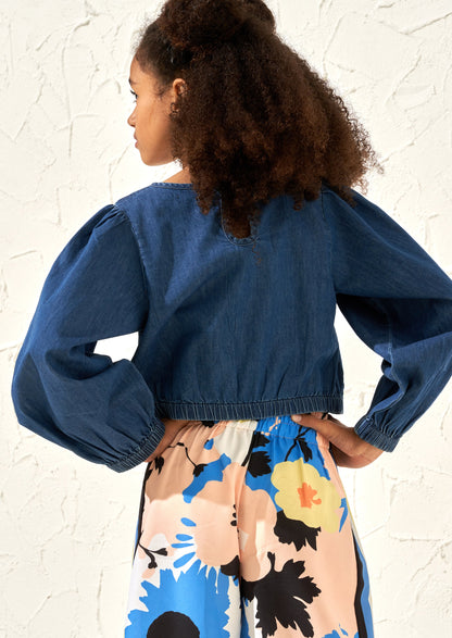 Gia Denim Wrap Top