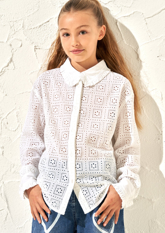 Marcella White Broderie Shirt