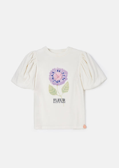 Fleur Ivory Puff Sleeve Tee