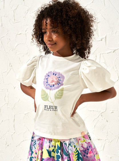 Fleur Ivory Puff Sleeve Tee