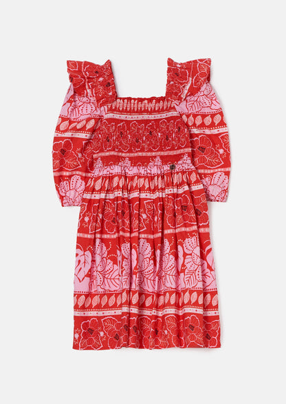 Lola Red Floral Batik Print Dress