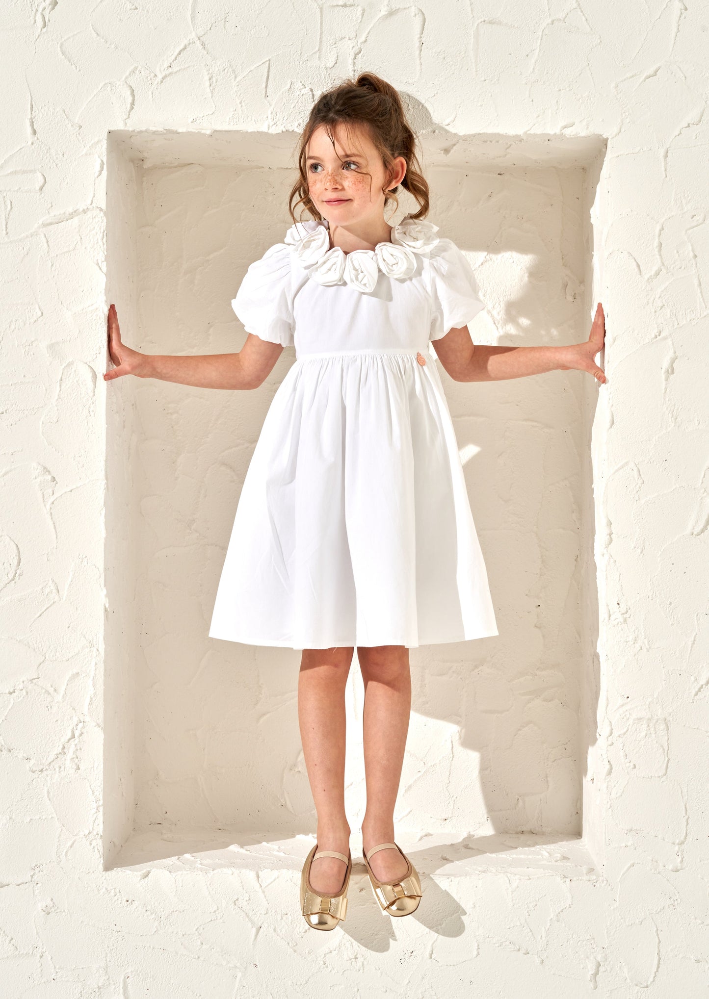 Loretta White Rose Corsage Dress