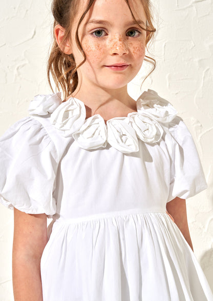Loretta White Rose Corsage Dress