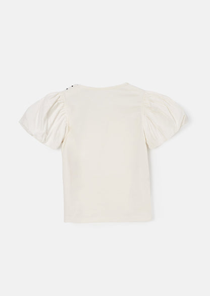 Lottie Nude Spotty Bow Tee