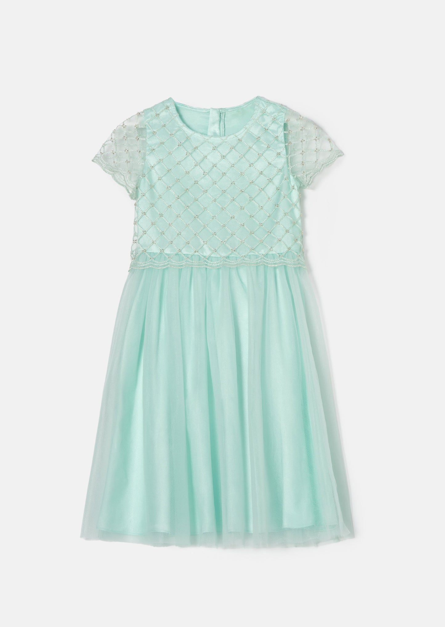 Anya Sage Beaded Tulle Dress