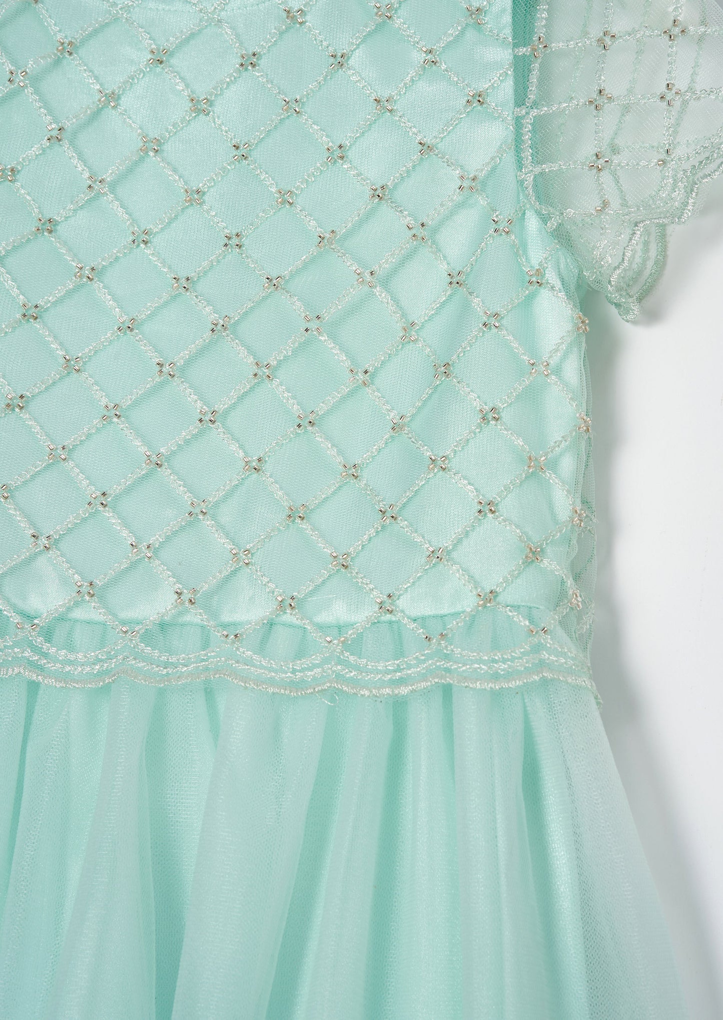 Anya Sage Beaded Tulle Dress