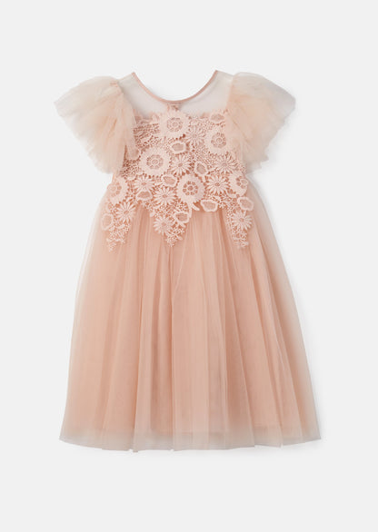 Anelise Blush Cascade Lace Dress
