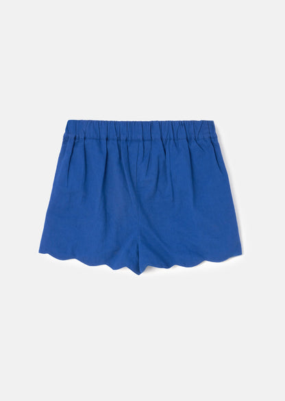 Lacey Blue Scallop Hem Shorts
