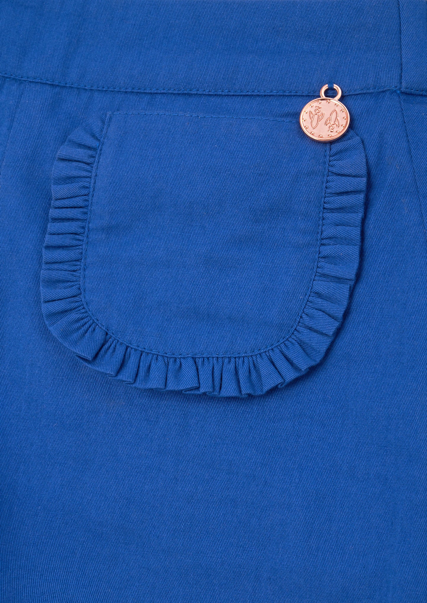 Lacey Blue Scallop Hem Shorts