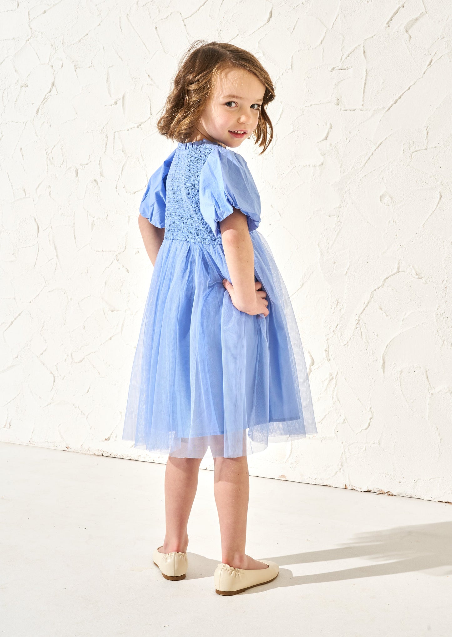Lyra Blue Shirred Tutu Dress