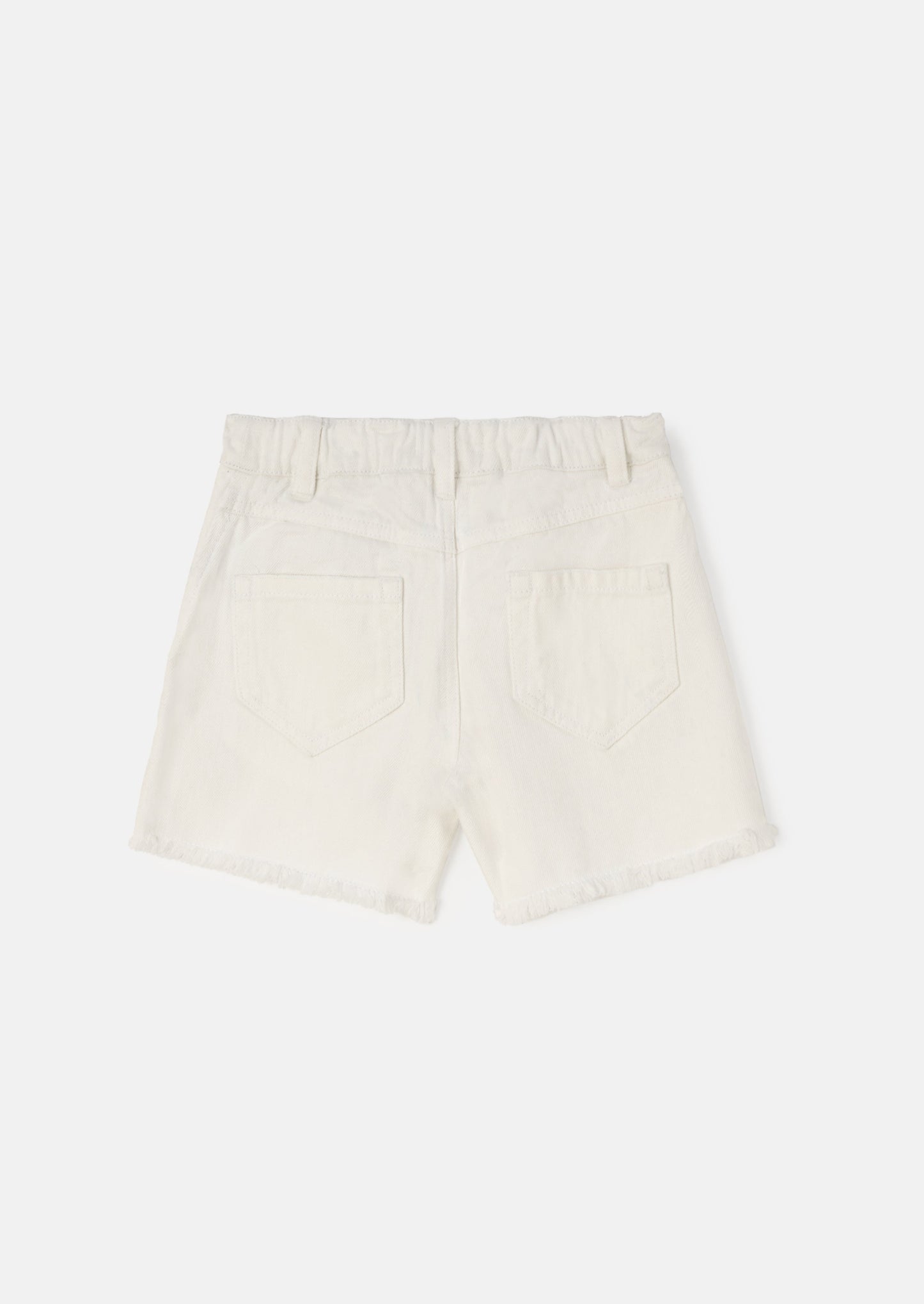 Raya Cream Embroidered Denim Short