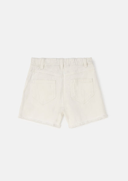 Raya Cream Embroidered Denim Short