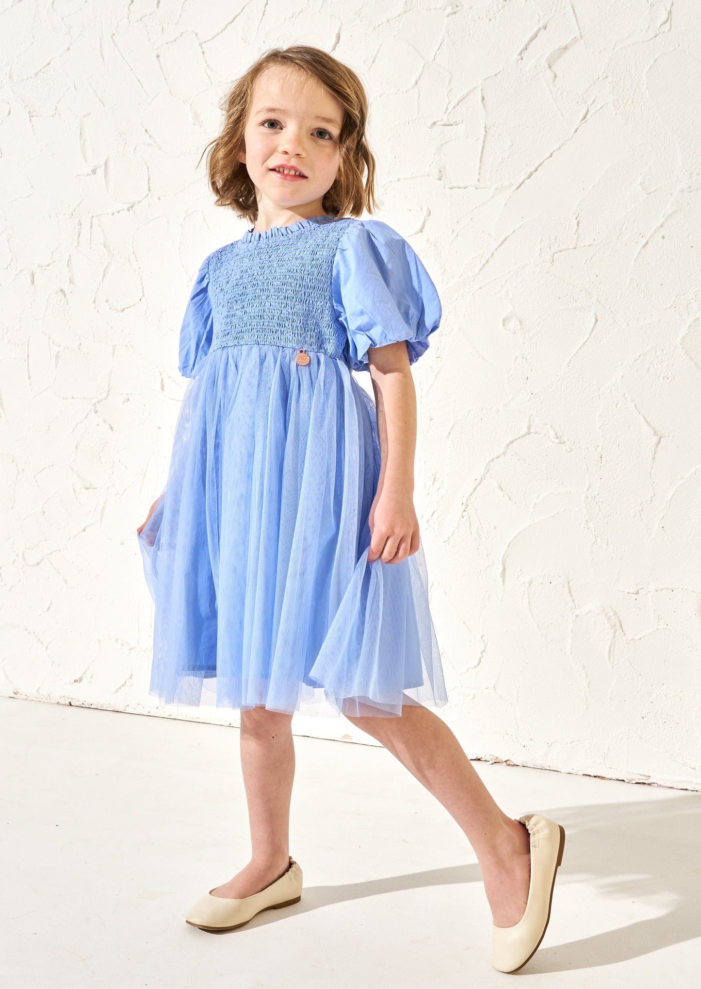Lyra Blue Shirred Tutu Dress