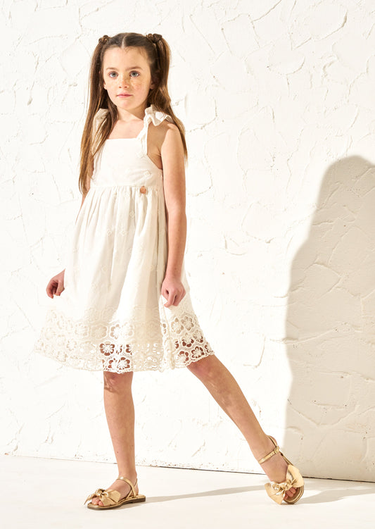 Della White Lace Trim Sundress