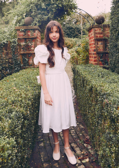 Portia Ivory Pleated Bodice Dress