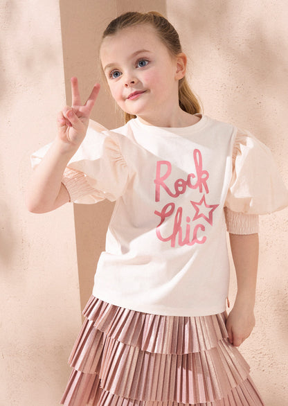 Heidi Pink Puff Sleeve Rock Tee