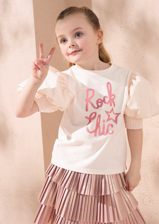 Heidi Pink Puff Sleeve Rock Tee