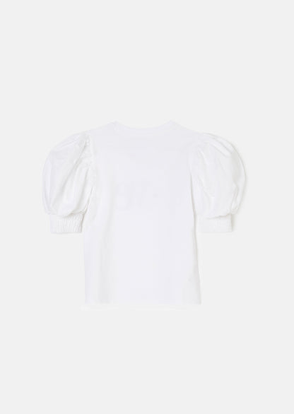 Heidi White Woven Puff Sleeve Love T