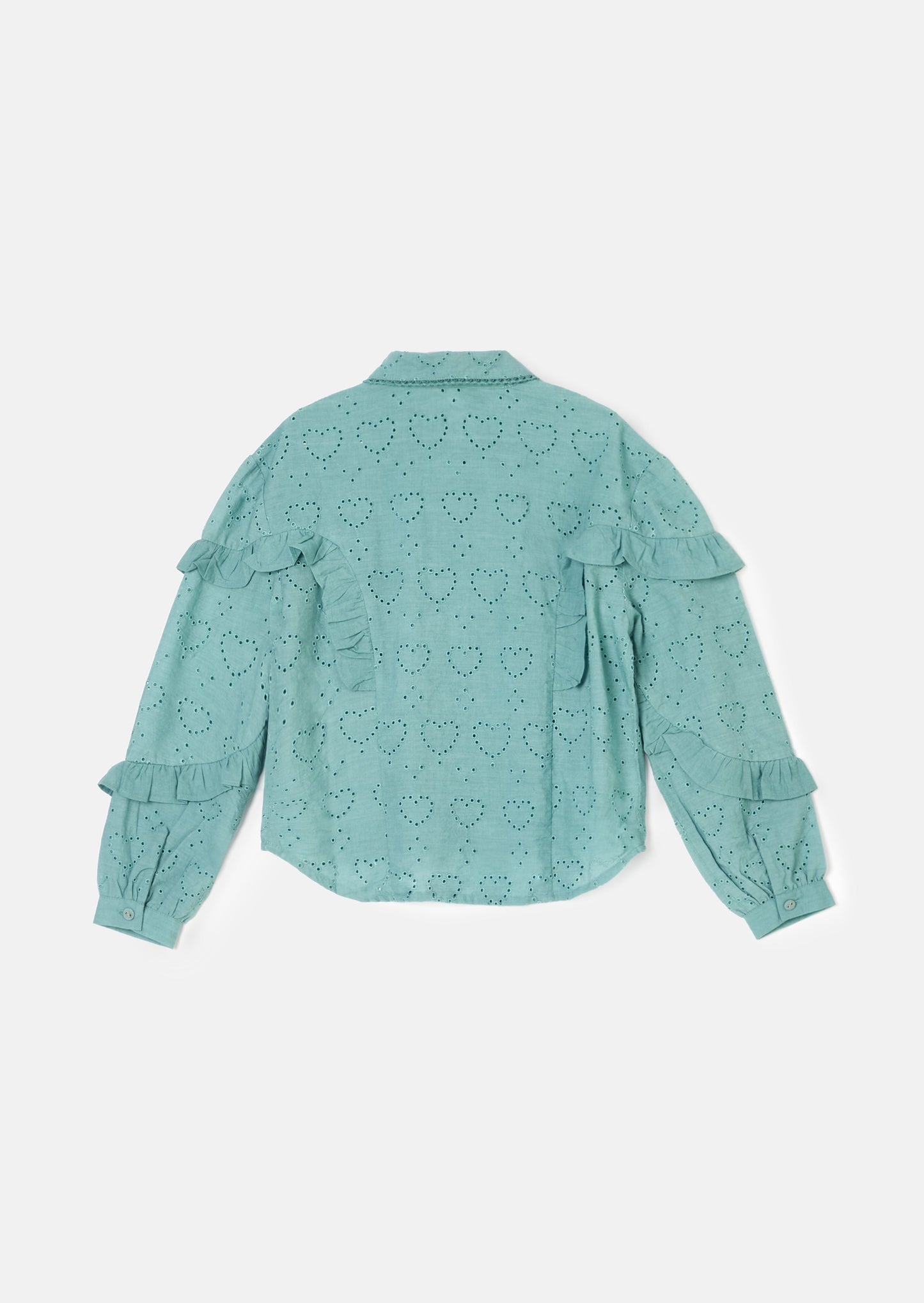 Juiette Green Broderie Frill Shirt