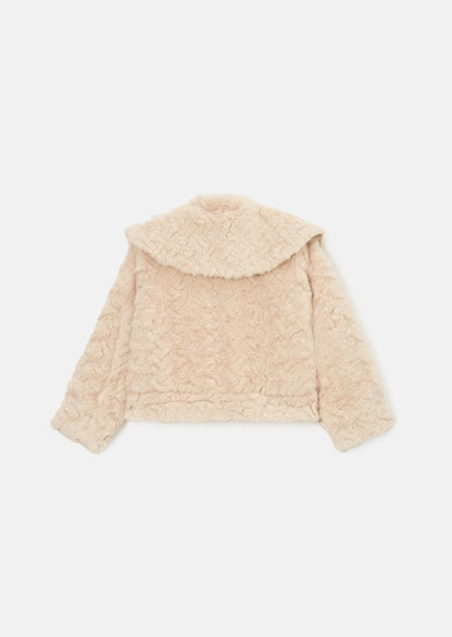 Cecile Nude Cut Fur Cape Collar Coat