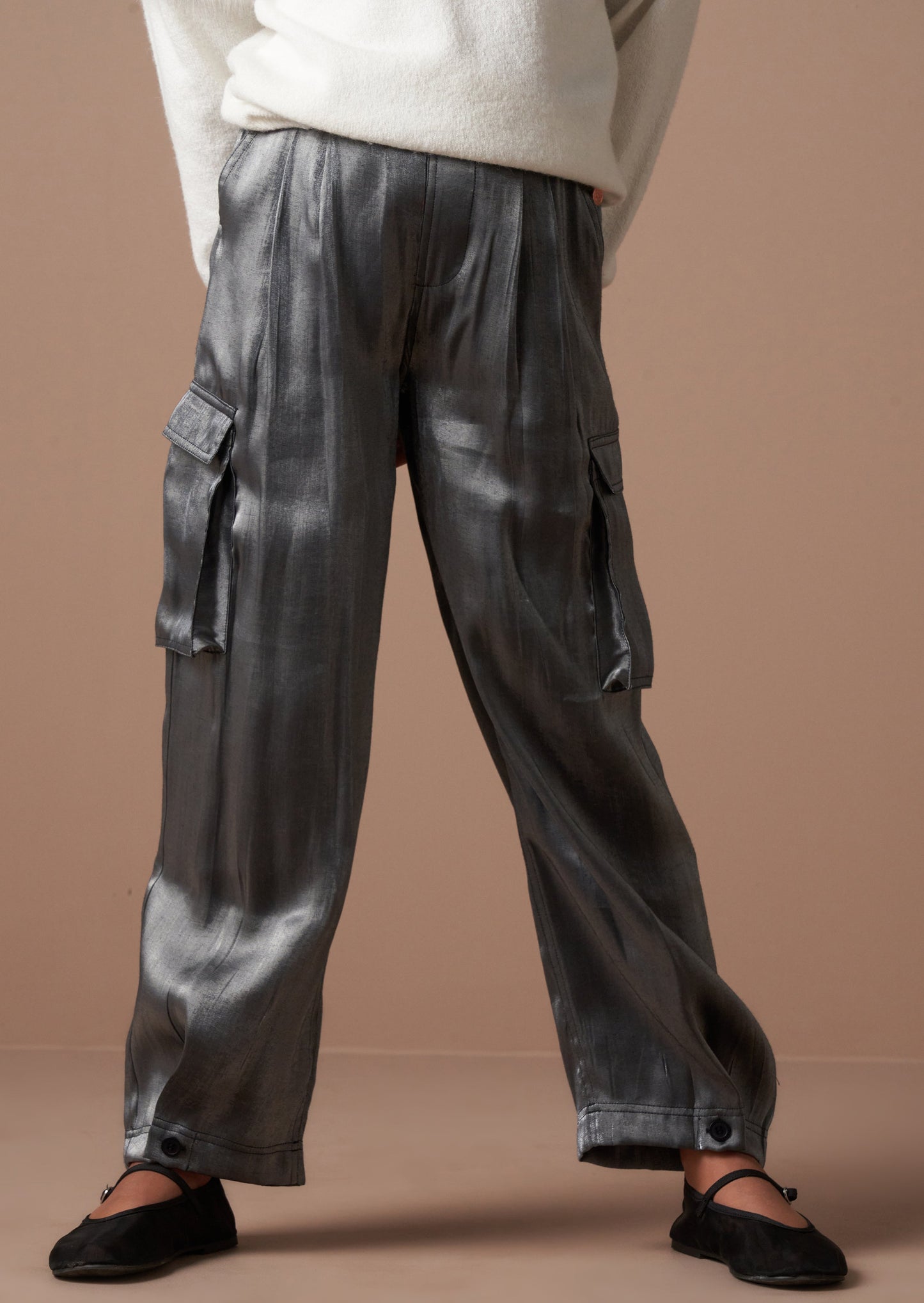 Vivienne Silver Hammered Satin Cargo
