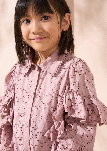 Amelie Orchid Broderie Shirt Dress