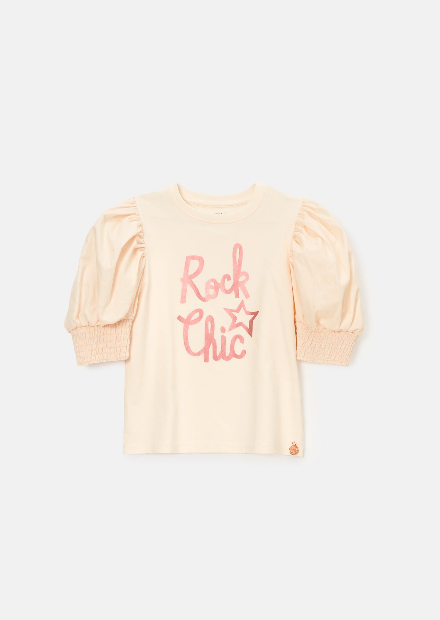 Heidi Pink Puff Sleeve Rock Tee