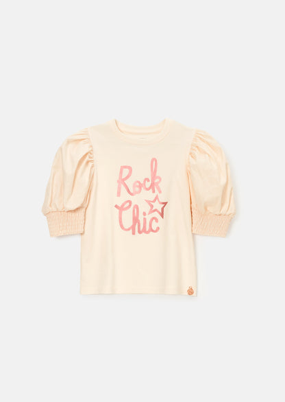 Heidi Pink Puff Sleeve Rock Tee