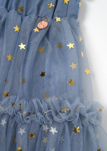 Cora Blue Mesh Tiered Skirt