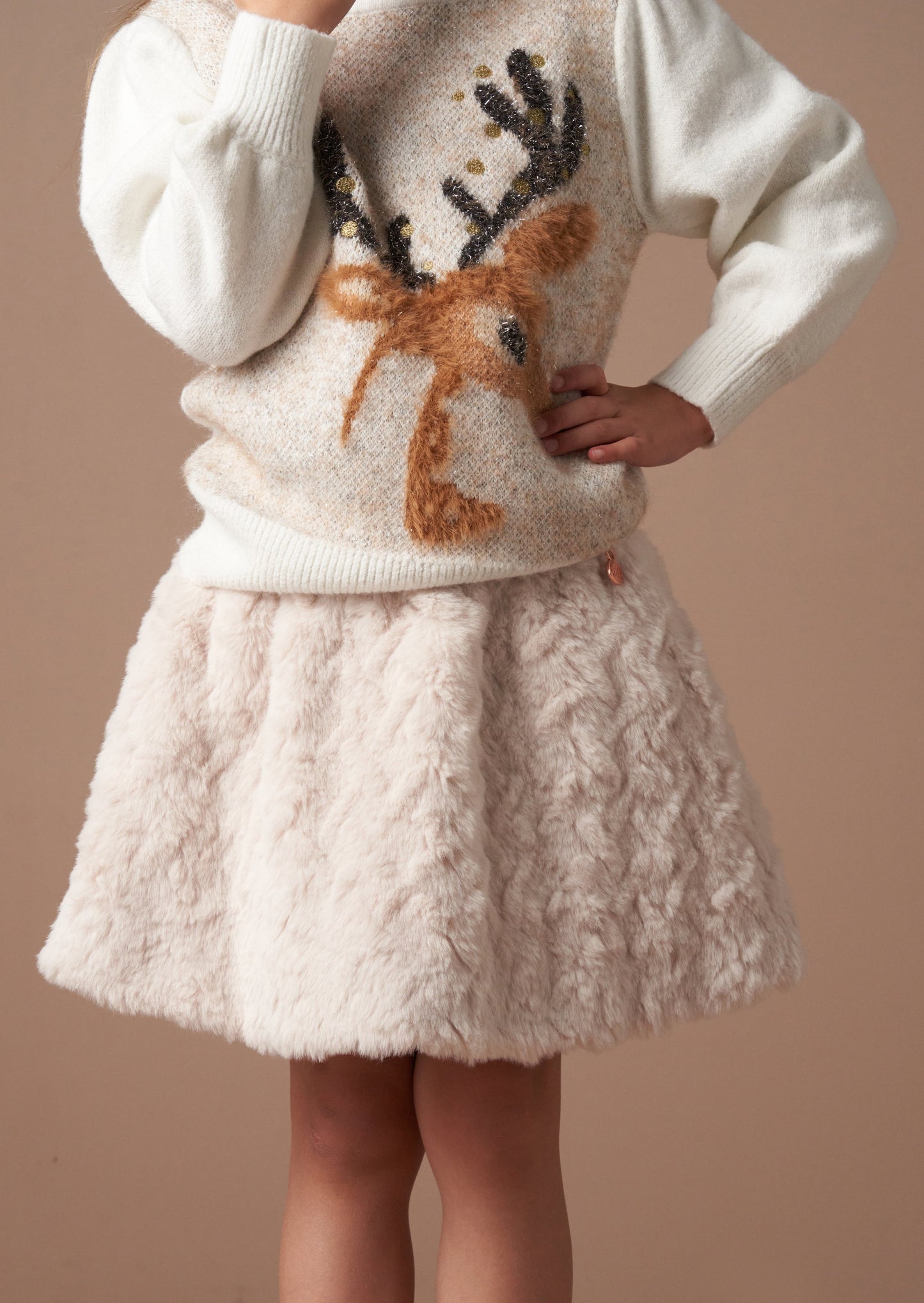 Cecile Taupe Fur Skirt