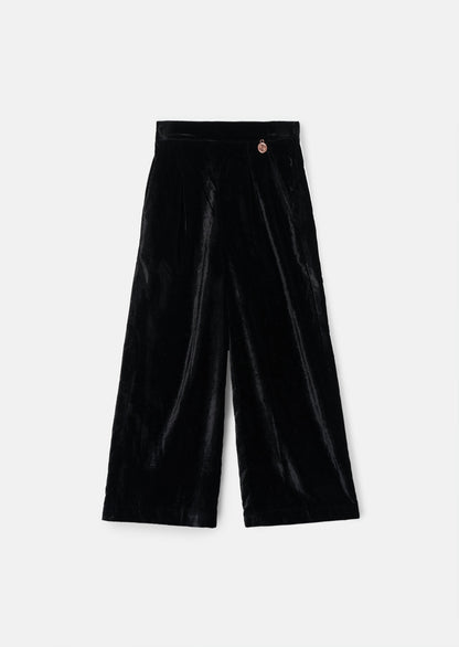 Sinead Black Wide Leg Velvet Trouser
