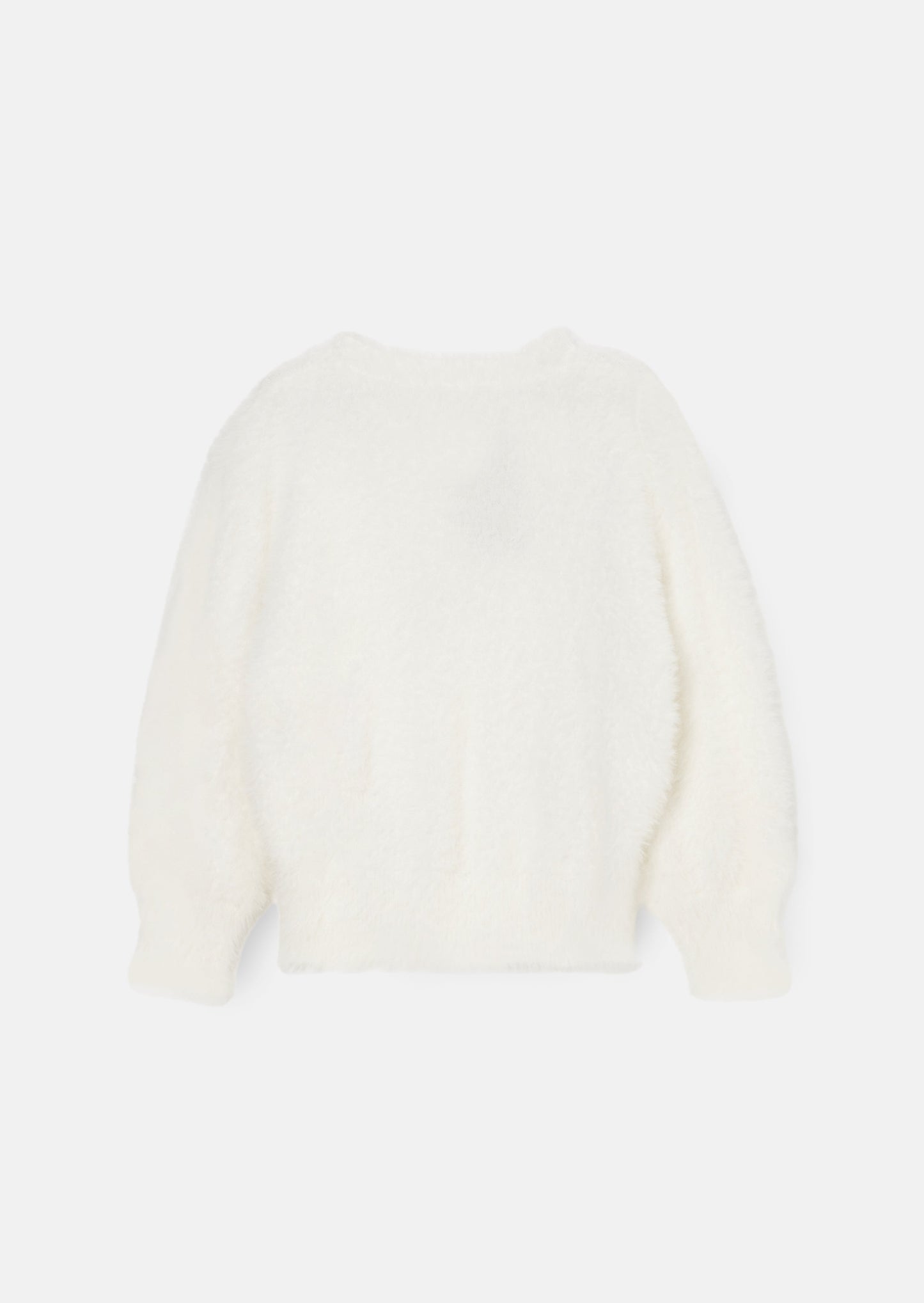 Mia Ivory Velvet Bow Fluffy Jumper