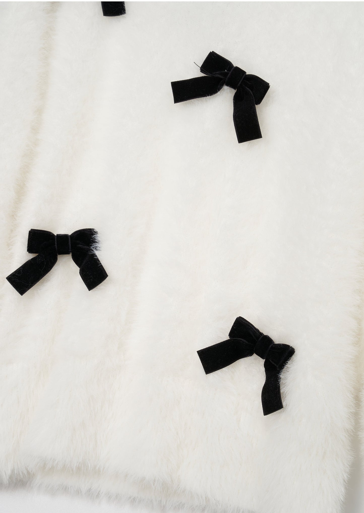 Mia Ivory Velvet Bow Fluffy Jumper