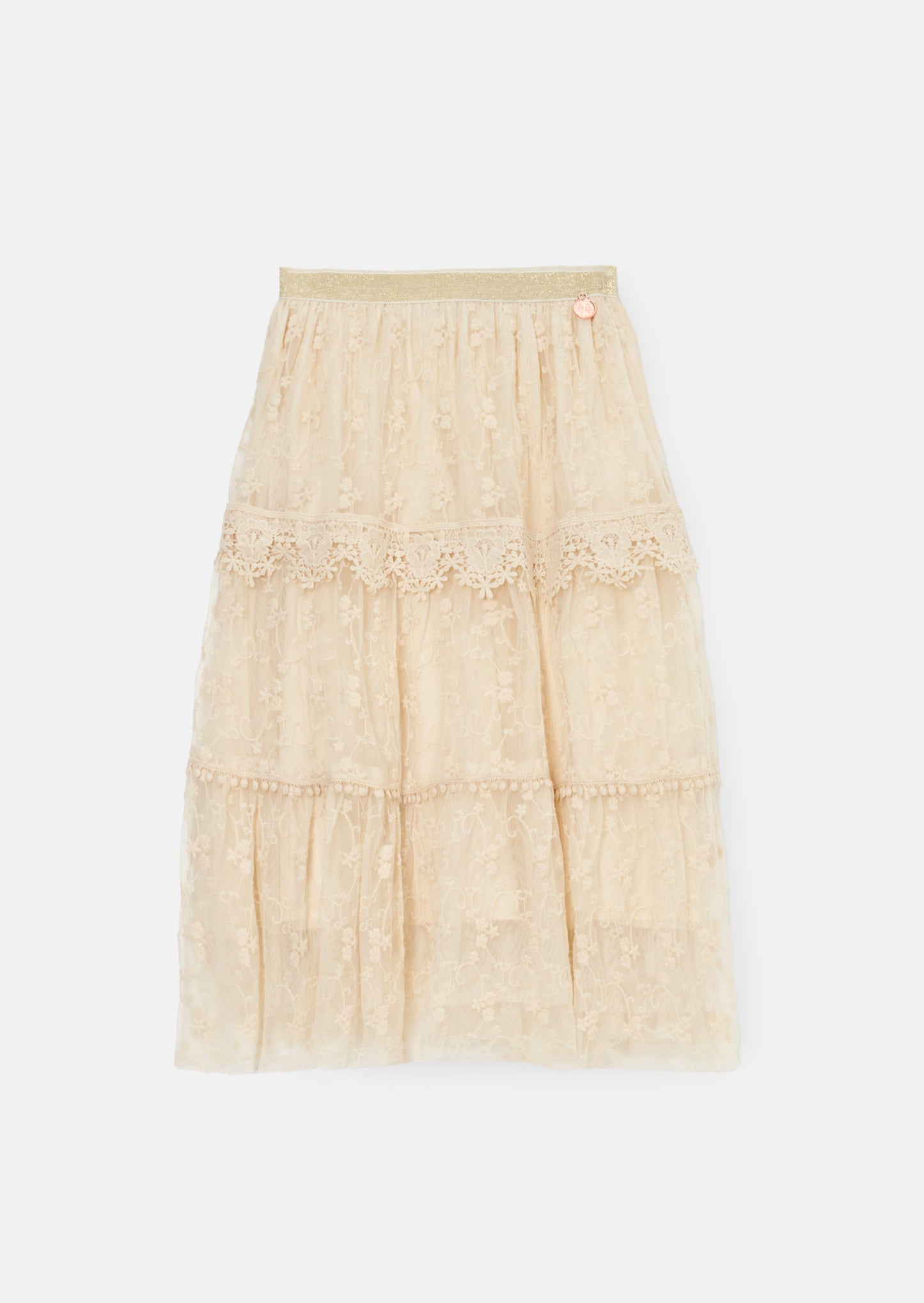 Anya Ivory Lace Mesh Midi Skirt