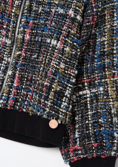 Dancia Black Tweed Bomber Jacket