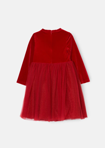 Elsie Red Velvet Tulle Dress
