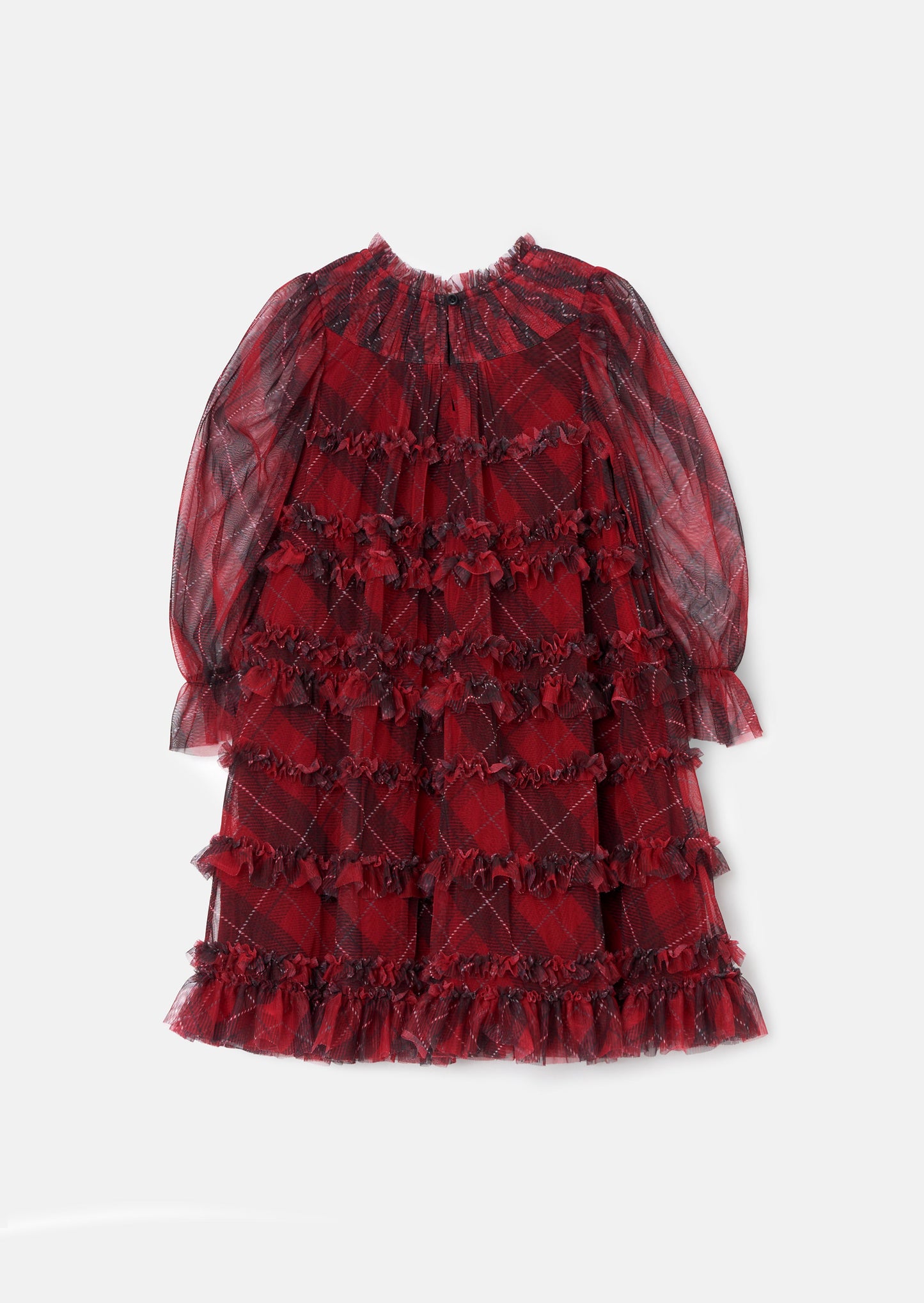 Juliana Red Tartan Mesh Dress