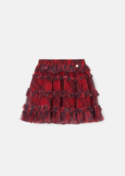 Darby Red Tartan Mesh Skirt