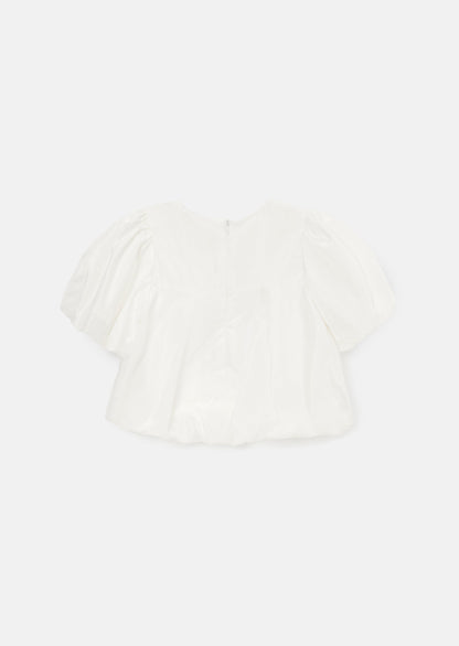 Nadia Ivory Bubble Hem Bow Top