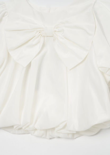 Nadia Ivory Bubble Hem Bow Top