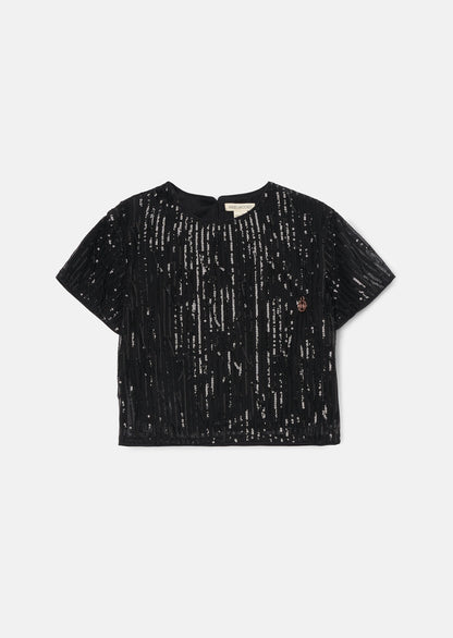 Sadie Black Tassel Sequin Top