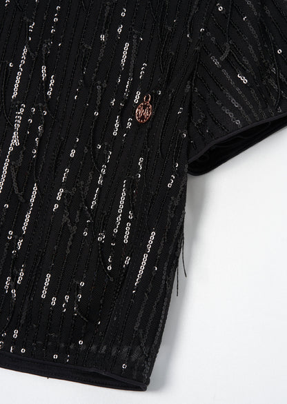 Sadie Black Tassel Sequin Top