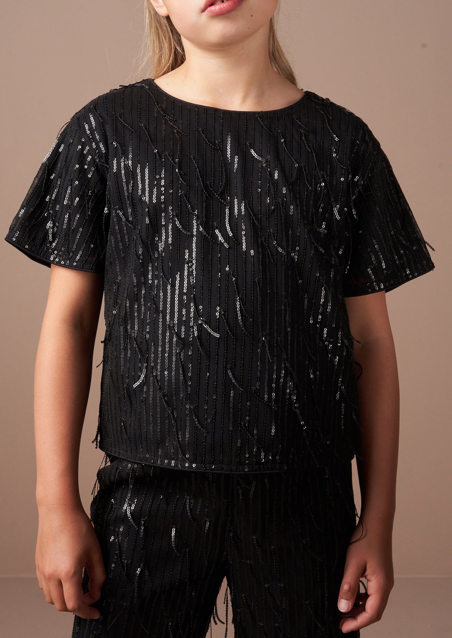 Sadie Black Tassel Sequin Top